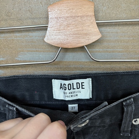 Agolde Quinn High Rise Denim Skirt Black Preppy Summer Western Womens 27 - Picture 3 of 6